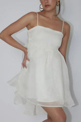 Diaz Bow Back Babydoll Mini Dress Ivory