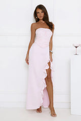 Vibes On Point Strapless Satin Maxi Dress Pink