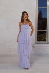 Premiere Glam Strapless Tulle Maxi Dress Lilac