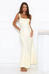 Kiss Crush Satin Maxi Dress Yellow