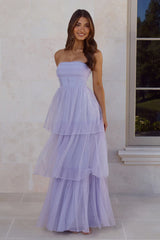 Premiere Glam Strapless Tulle Maxi Dress Lilac